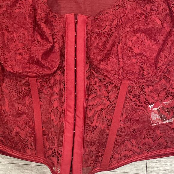 Womens Corset Top Large Lace Bustier Sheer Festival Party Going Out Coquette - Picture 1 of 8